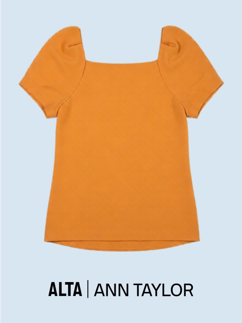 Ann Taylor Square Neck Puff Sleeve Top - Mustard Orange